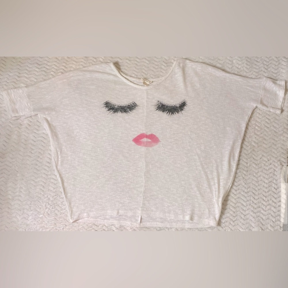 BRY Be Relentlessly You White Bat Wing Top Women Size Medium